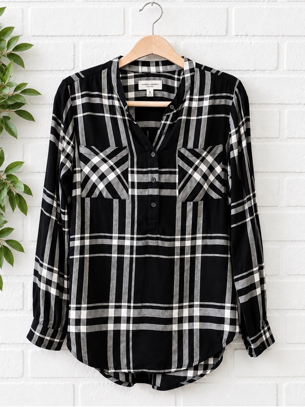 Lucky Brand Black Plaid Button Down  Shirt Women’s Small Fall Autumn Top